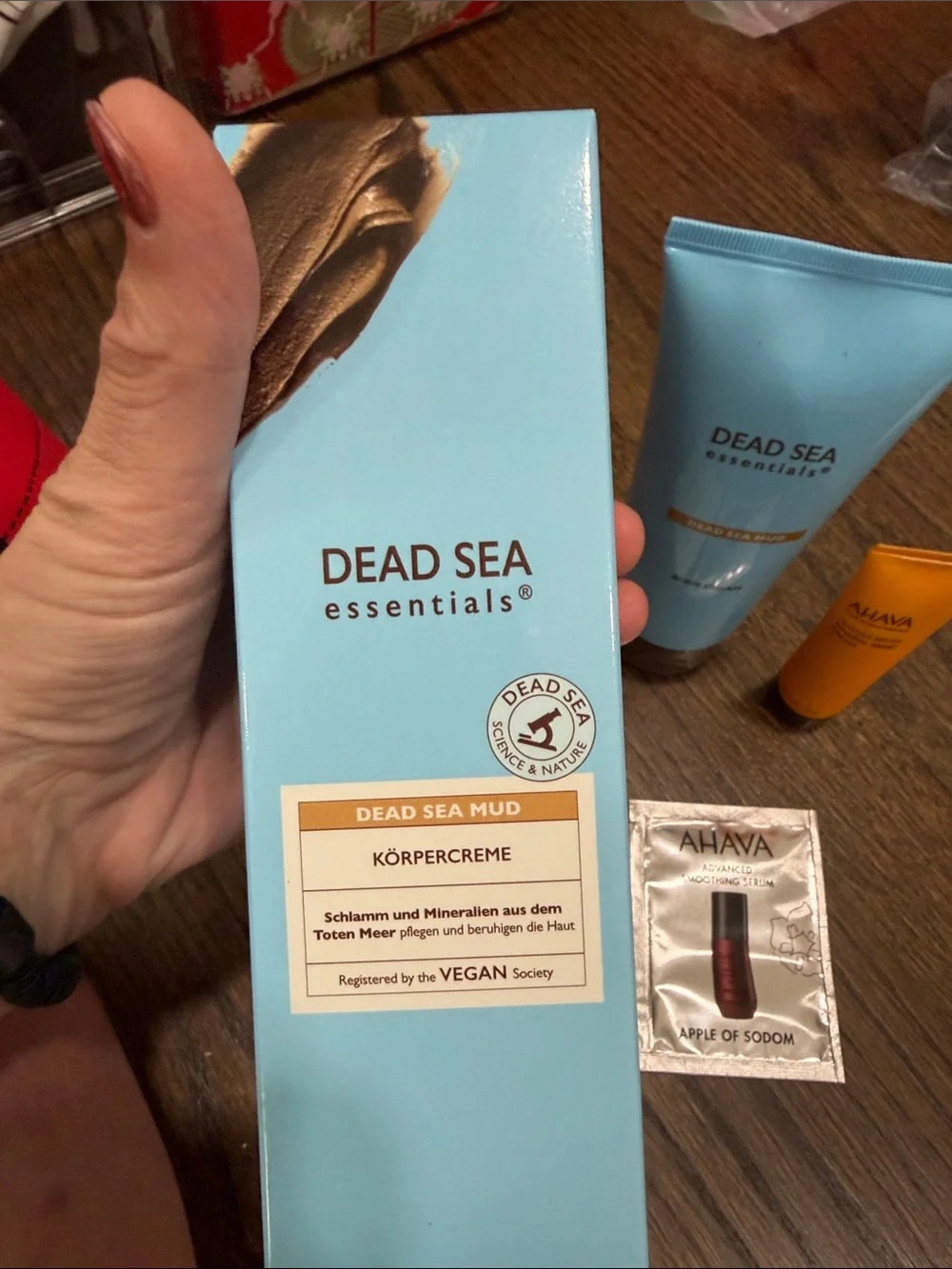 AHAVA Mandarin & Cedar wood Hand Cream, Dead Sea Mud Body Cream and samples